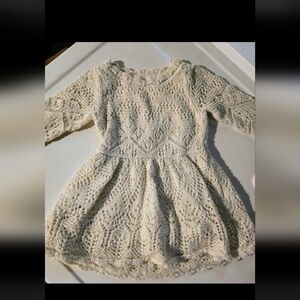 Elegant Cream Knit Kids Dress